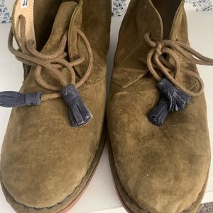 Suede olive green booties